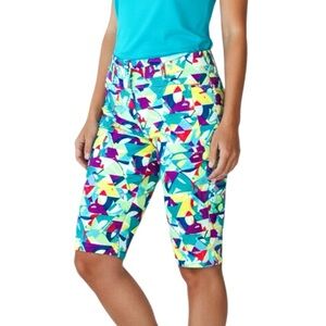 Nivo Activewear Golf Tennis MultiColor Geometric Bermudas Short Zip Pockets 12
